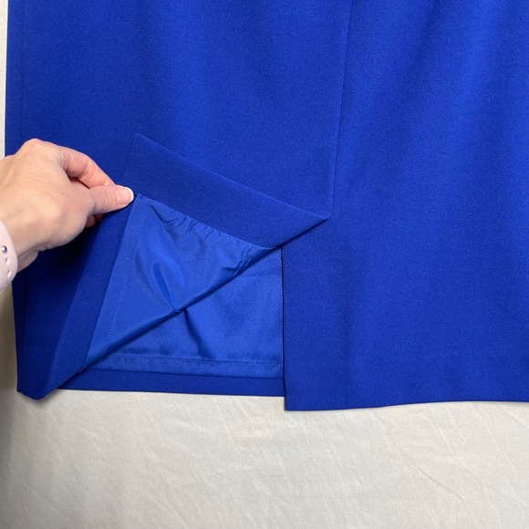 Calvin Klein Women Royal Blue Knee Length Pencil Skirt Size 10 Petite - Picture 3 of 8